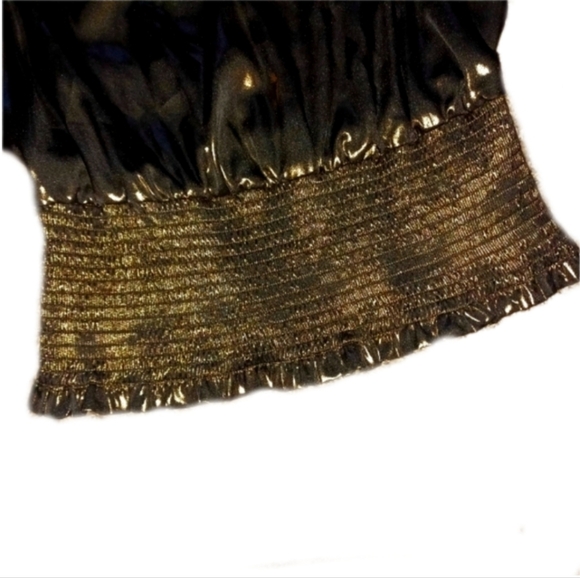 Nine West Ruffled Vneck Gold Blouse - Picture 4 of 5